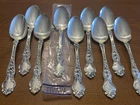 SET OF 9 Wallace Sterling VIOLET (DESSERT / OVAL  SPOONS- 6 IN -NO MONO