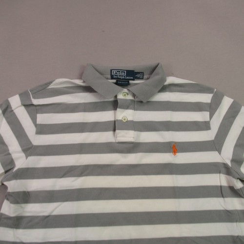 Polo Ralph Lauren Shirt Mens Large Short Sleeve Lightweight Golf Gray Stripes - Picture 3 of 10