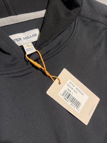 PETER MILLAR CROWN SPORTS COLOR BLK STYLE MS23EK45 LONG SLEEVE HOODIE SIZE LARGE - Picture 3 of 4