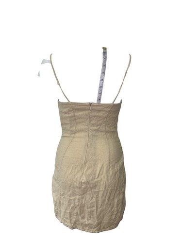 ZARA Dress Size XS Beige LINEN Bodycon Fitted Zip Womens NEW EU34 RRP £27.99 - Picture 4 of 12