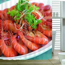 Delicious Shrimps 3D Shower Curtain Waterproof Fabric Bathroom Decoration