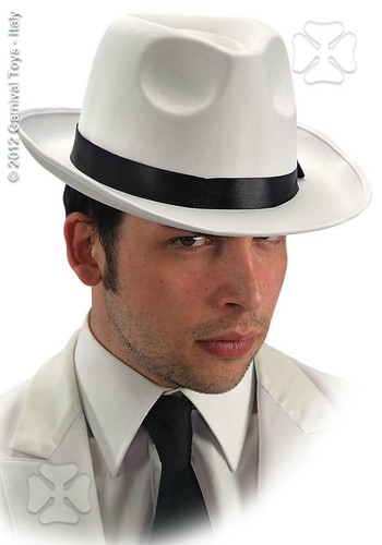 Cappello Borsalino Bianco In Feltro Carnevale Halloween Feste Travestimenti  | eBay