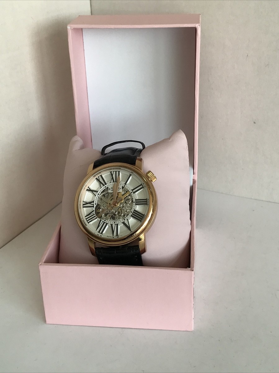 Rotary Mens Rose Gold Automatic Skeleton Watch Gs00136/21 Lw6 for