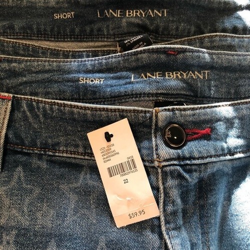 Lane Bryant Plus Size 26 Bleach Star Denim Girlfriend Short NWT - Picture 3 of 5