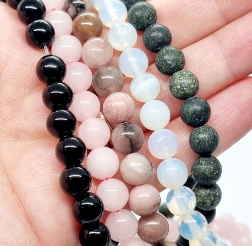 x5 Strands Gemstone Beads Jewellery Craft Beads Stones - 8mm Round - Picture 3 of 12