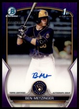 Ben Metzinger 2023 Bowman Chrome Rookie 1st Card RC Purple Refractor Auto /250