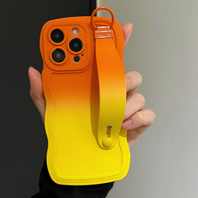 Gradient TPU Case for iPhone 16 Pro Max 16e 15 14 13 12 11 XR Wrist Strap Stand