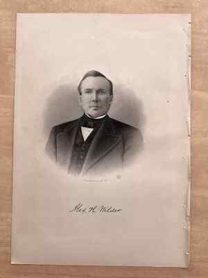 Antique Print 1889 Engraving ALEXANDER H. WILDER Worcester, Massachusetts MA