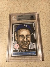 Lou Gehrig Original Art Sketch Card New York Yankees Beckett BAS True 1/1