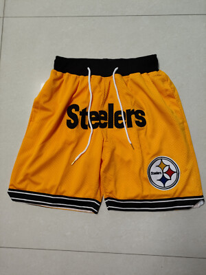 Pittsburgh Steelers NFL Men Yellow Pockets stitched Shorts Size US