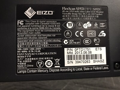 Eizo FlexScan S1921 19 inch Display Monitor | eBay