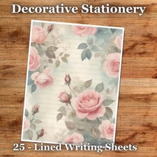 25 Sheets Letter Writing Paper  Antique Florals Stationery - 023