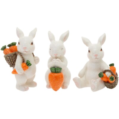 EASTER/SPRING DECOR BUNDLE OF CARROT BUNNIES FIGURINES (SET OF 3)