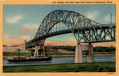 Sagamore, Mass, Cape Cod Canal, Sandwich, Buzzards Bay, New York, Postcard