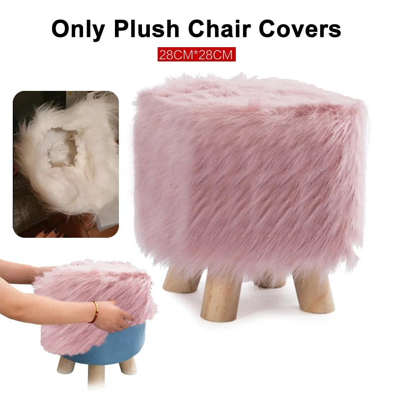 Funda otomana de felpa fundas para sillas de lana artificial cubiertas protectoras para reposapiés Foto 3 de 4