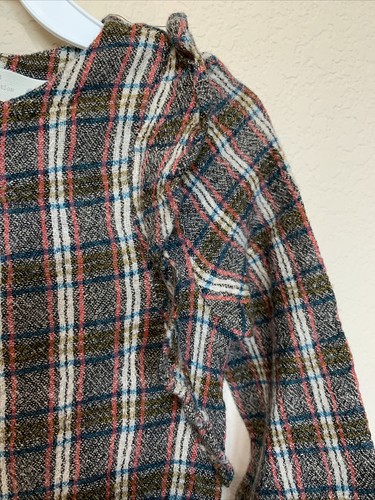 Zara kids girls plaid jumpsuit fall size 5 Ruffled Brown Tan Zipper - Picture 4 of 8