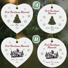 First Christmas Married Ornament 2024 Personalized Christmas Ornaments Wedding