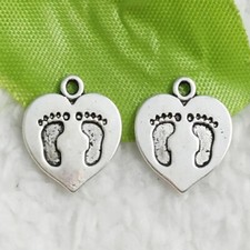 Free Ship 268 pcs tibet silver footprint heart charms 15x14mm B4777