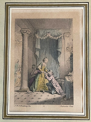 Engraving Antique Curiosa 19th Freudeberg And Dubouchet Scene Amatory Mask