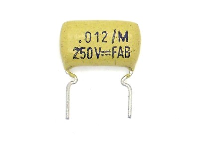 1x Kondensator 0,012µF 250V- .012/M FAB (12nF,uF,HF,Mulard,Mullard Mustard)T296