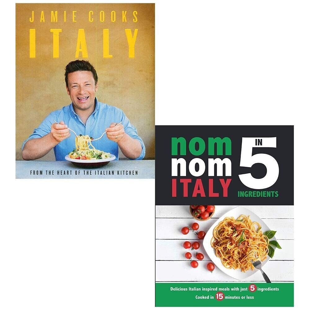 Jamie Cooks Italy Jamie Oliver, Nom Nom Italy In 5 Ingredients 2 Books Set NEW