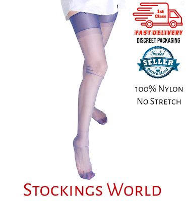 Strümpfe Non Stretch Retro Stockings 5 DEN Ultra Sheer BLAU Medium NEU UK 