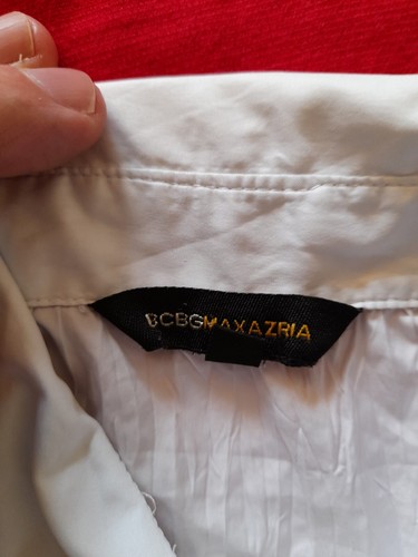 bcbg maxazria White Cotton Collared Button Up Blouse Top Size 6 - Picture 15 of 16
