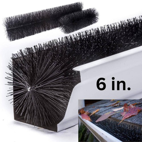 Brush Gutter Guard 6 in Pack Leaf Filter Bristles Flex Universal Black Steel - Picture 5 of 6