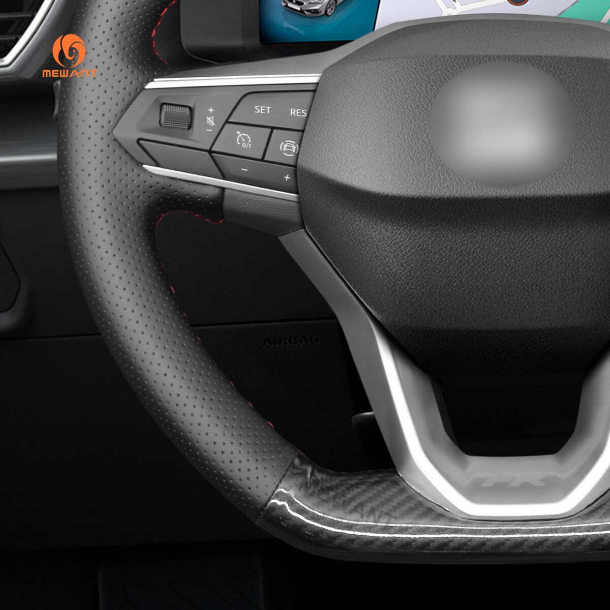 VLMCAR-Carbon Fiber Steering Wheel Trim Cover For Seat Cupra Ateca MK4 2023 With Paddles Private Custom Leon Cupra