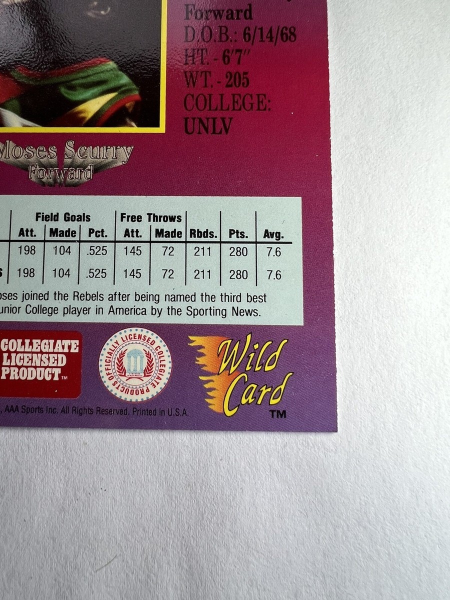1991-92 Wild Card #55 Moses Scurry | eBay