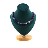 Steine Und MinéRaux. Halskette Perlen Lepidolit + Achat Phylum Blau 8 Mm Kette