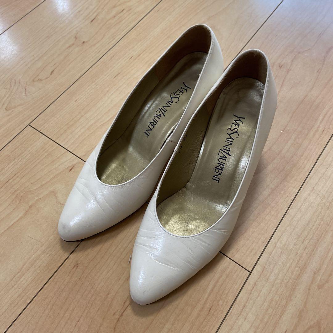 Saint Laurent YSL decolte tacco EU36 US6 pelle beige autentiche dal Giappone