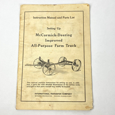 1941 McCormick Deering Manual Improved All Purpose Farm Truck Instructions Parts