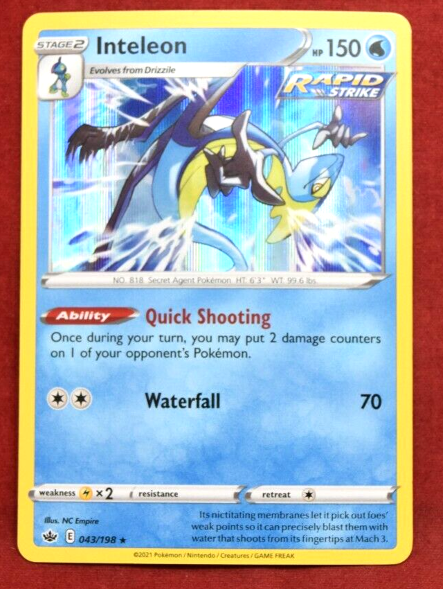 Stage 2 Inteleon Chilling Reign Holo art 043/198 Pokemon Trading