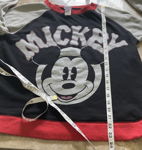 Disney Mickey Mouse Sweater Medium Gray & Black Long Sleeve Lightweight - Picture 8 of 12