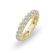 Round Cubic Zirconia Stackable Gold Plated 925 Silver Eternity Band Ring, Size 7