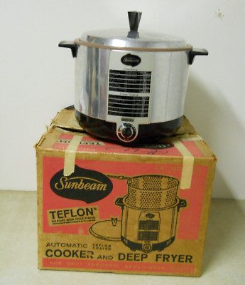 VTG Sunbeam Automatic Cooker & Deep Fryer w/ Strainer Basket Teflon Non Stick