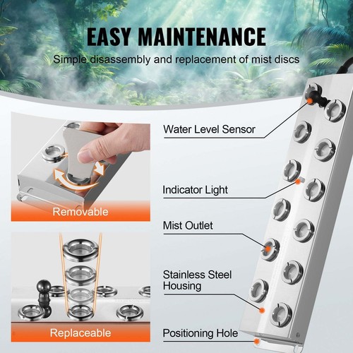 VEVOR 12 Head Ultrasonic Mist Maker 9000mL/H Ultrasonic Fogger IP67 Waterproof - Picture 5 of 7