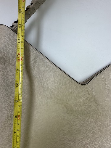Rebecca Minkoff Cream Pebbled Leather Hobo Shoulder Bag Braided Chain Handle - Afbeelding 11 van 14