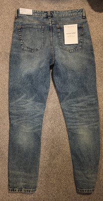 Paper Denim & Cloth Men's Vintage Taper Distressed Washed Denim Jeans 34x32 NWT