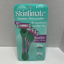 Schick Skintimate Sensitive Skin Women's Disposable Razors 4 Quattro  New