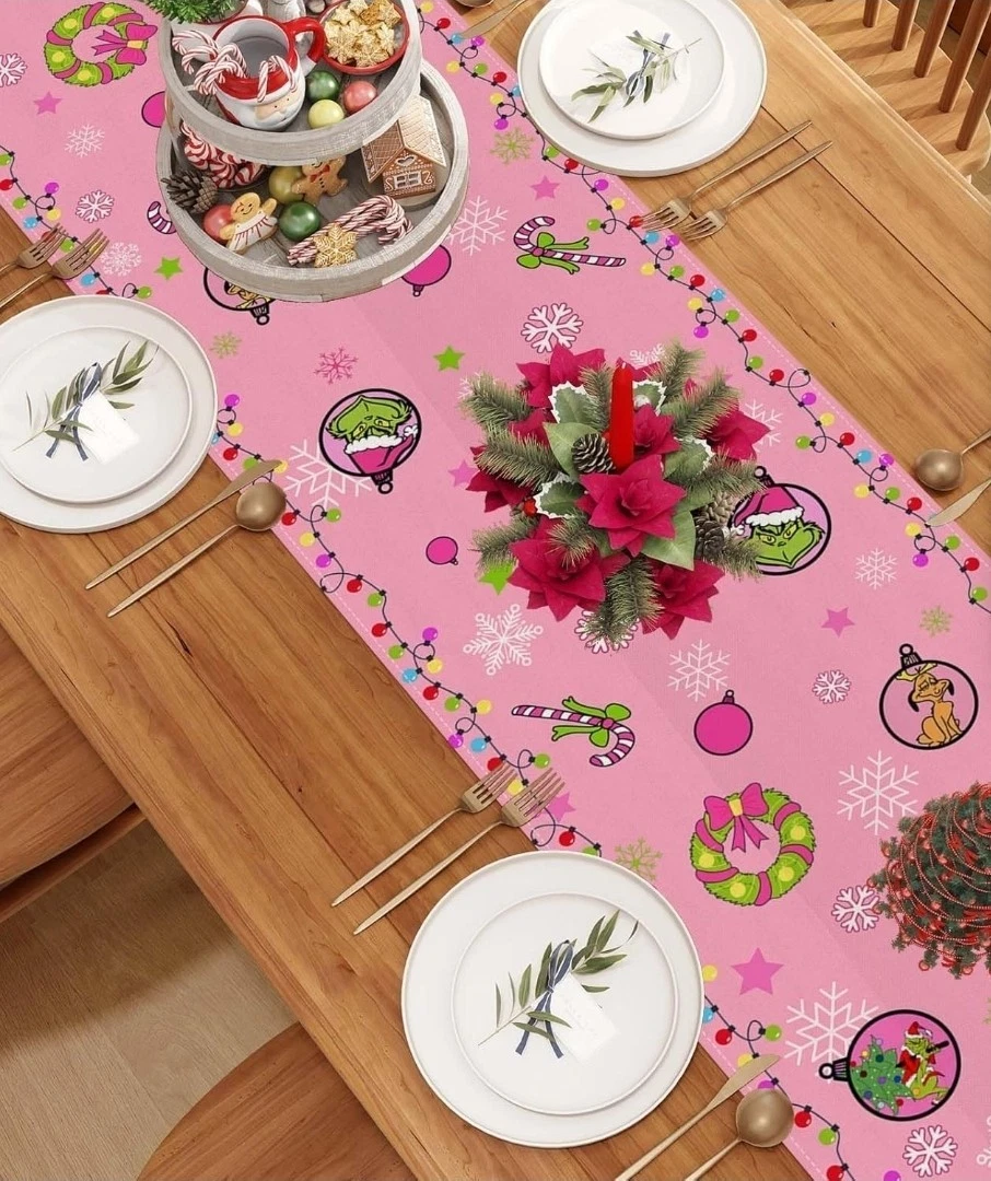 Funny Character Table Runner Pink