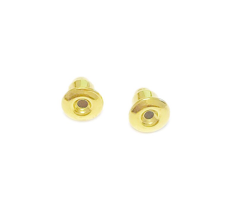 Yellow metal with silicon material earrings backing