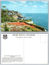 Vintage Union Pacific Postcard: Laguna Beach Oceanside Garden California