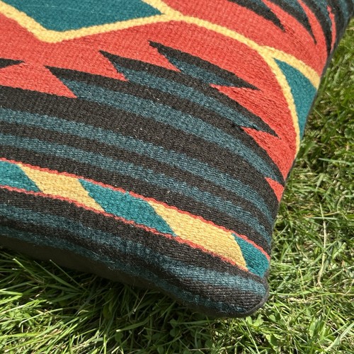 Tribal Geometric Southwest Wool Kilim Colorful Boho Couch Throw Pillow Cushion - Picture 5 of 13