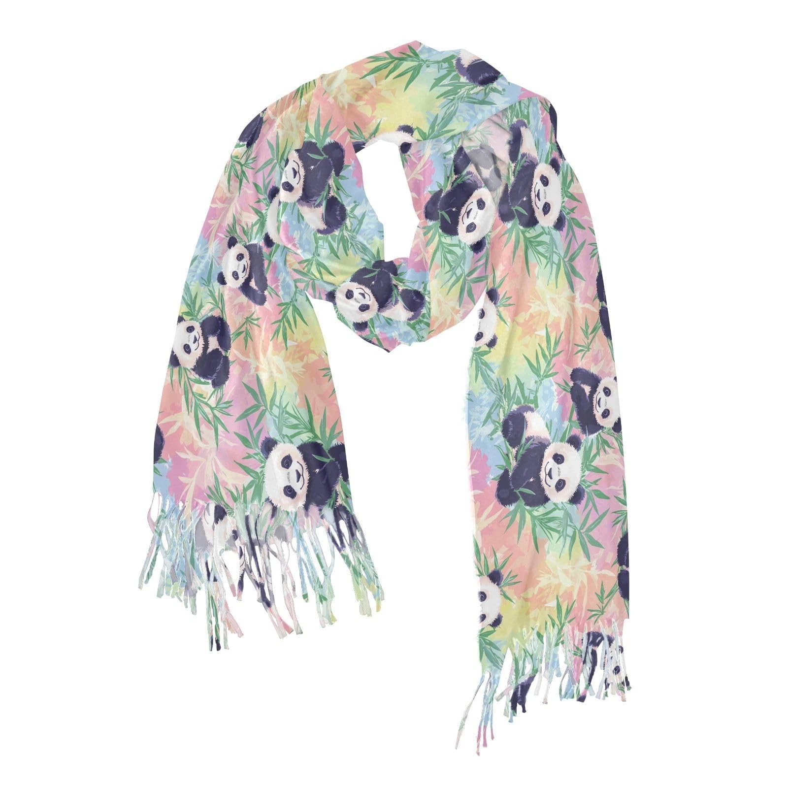 's Panda Scarf Pashmina Feel Shawls Wraps Fall Winter Warm Large Scarves Fash...