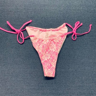 Unbranded BARBIECORE Womens SMALL Cheeky Pink Bikini Lace Bottom