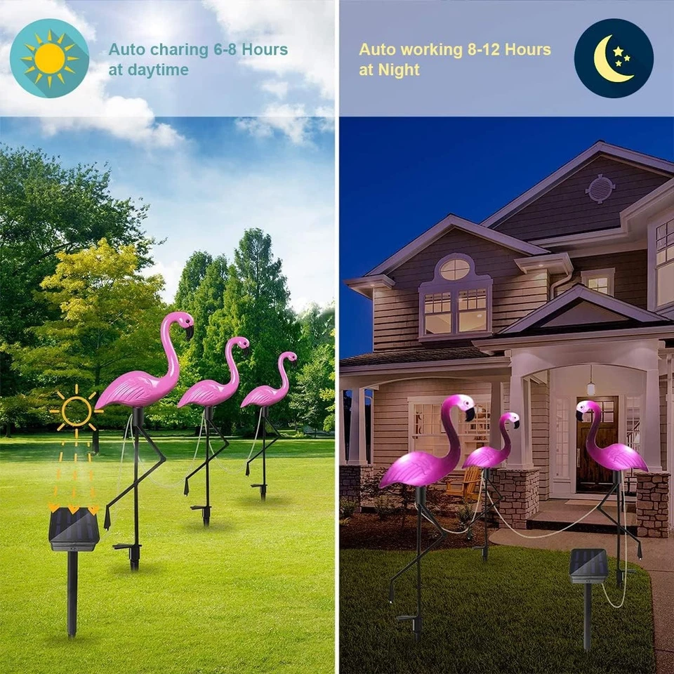 Flamingo LED Solarleuchten Außen Solarlampe Gartenleuchten Solar Rasen Deko IP65 - Bild 2 von 4