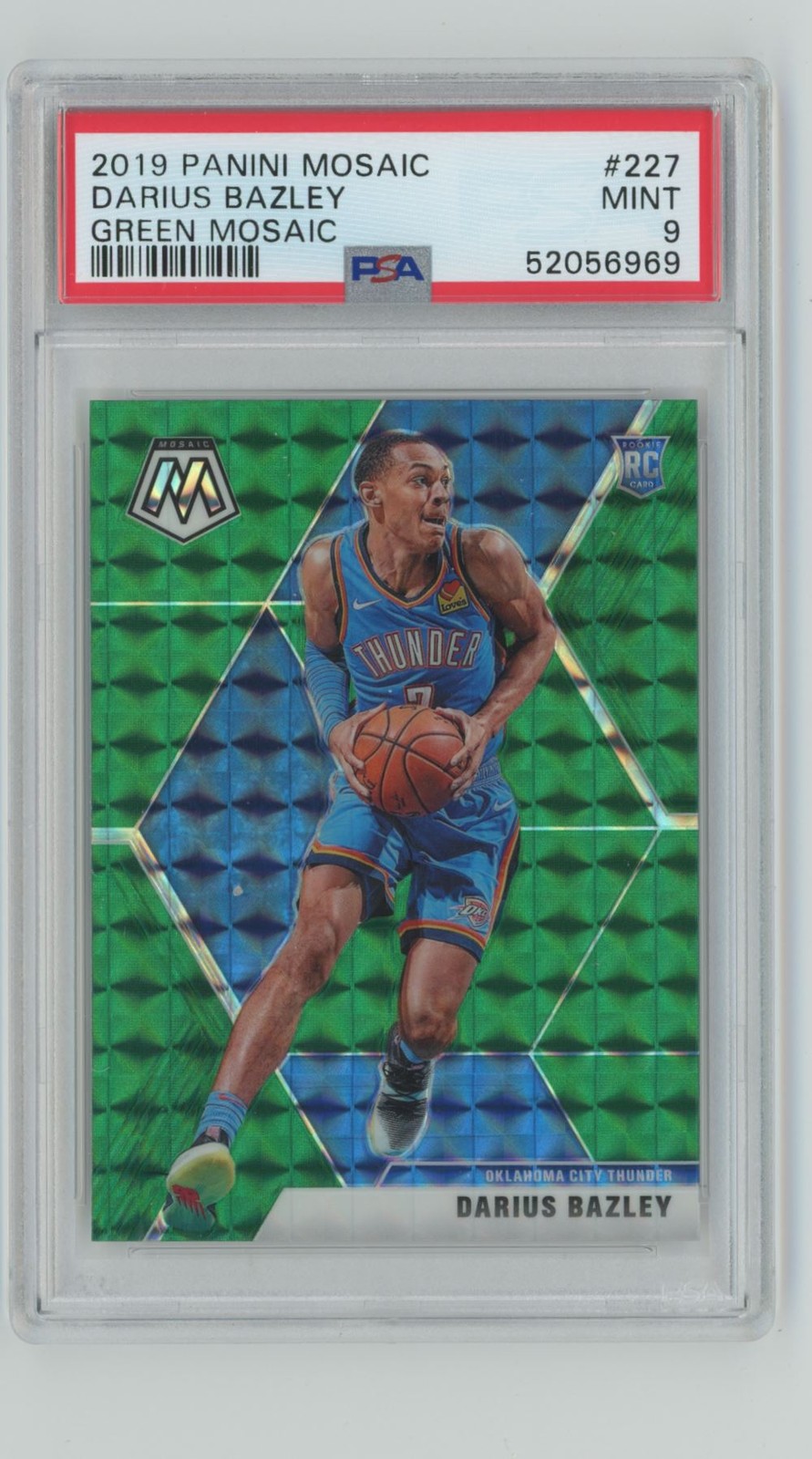 2019-20 Panini Mosaic Green Darius Bazley RC PSA 9 Oklahoma City Thunder #227
