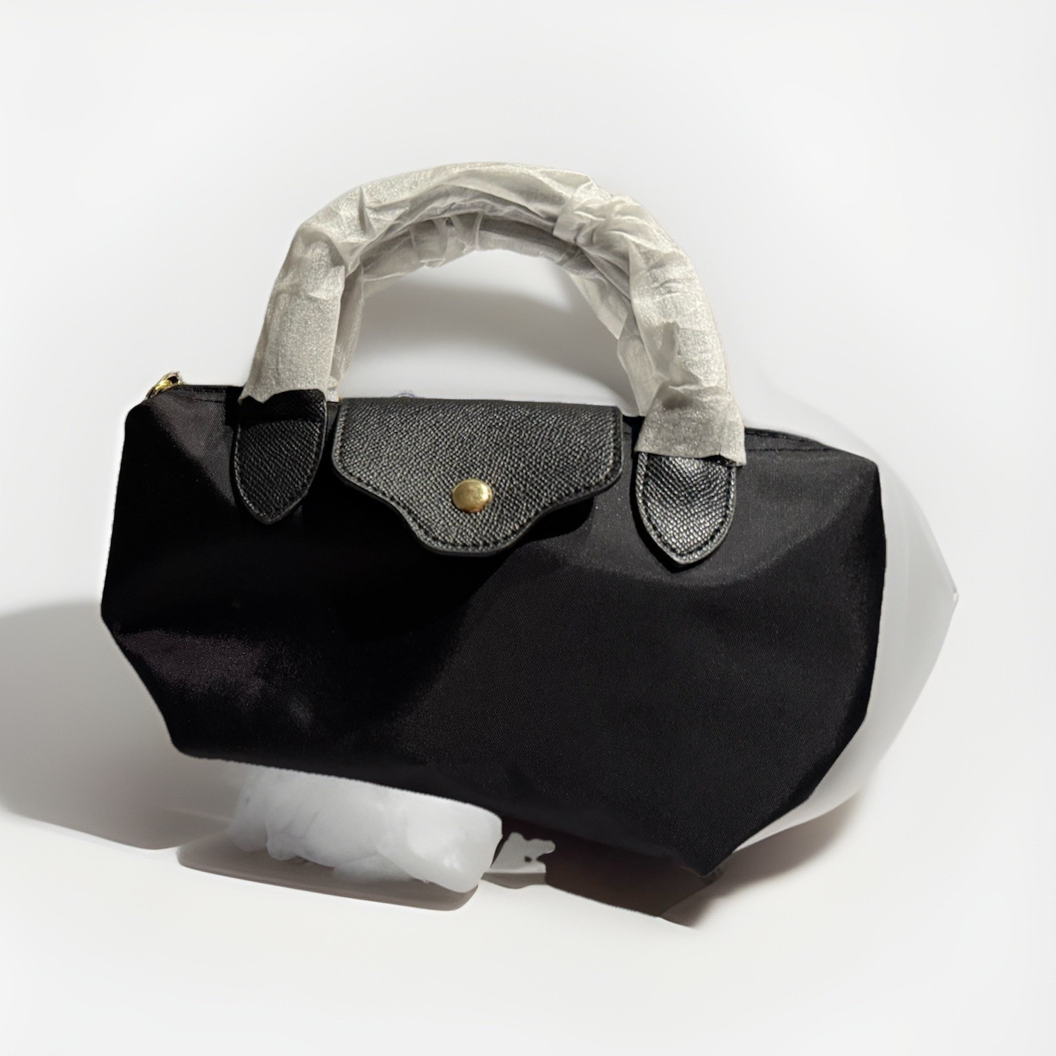 NWT Unbranded Black Mini Satchel Crossbody Handbag Gold-Tone Hardware